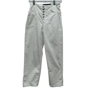 Veronica Beard Button Front Straight Leg White Jeans Women's Size 24 GUC STAINED